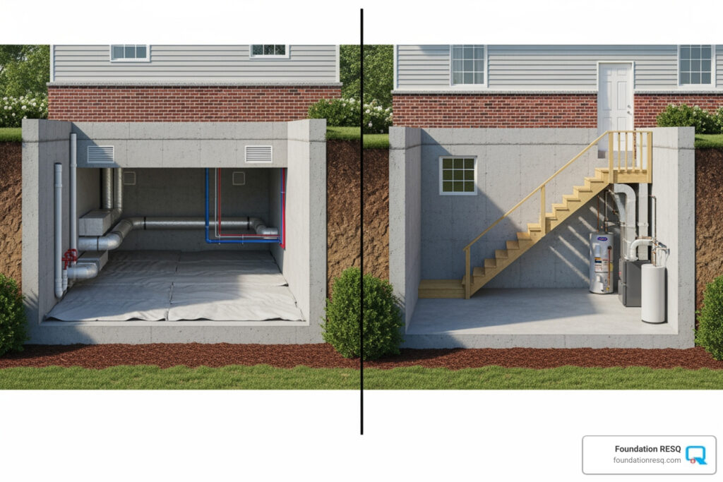 crawl space and basement