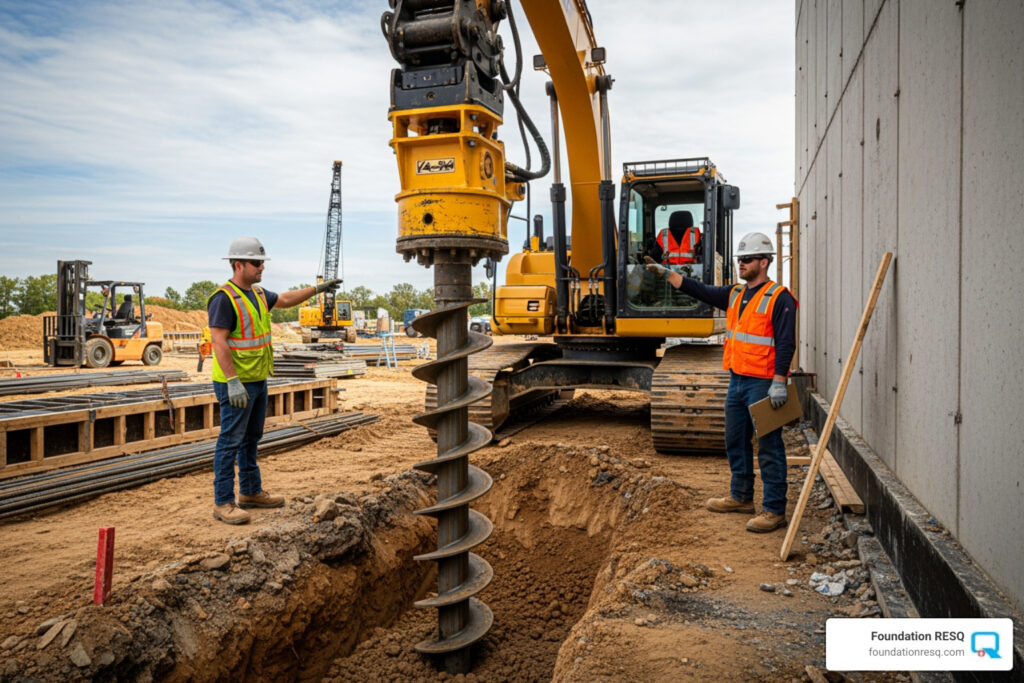 Helical pier installation