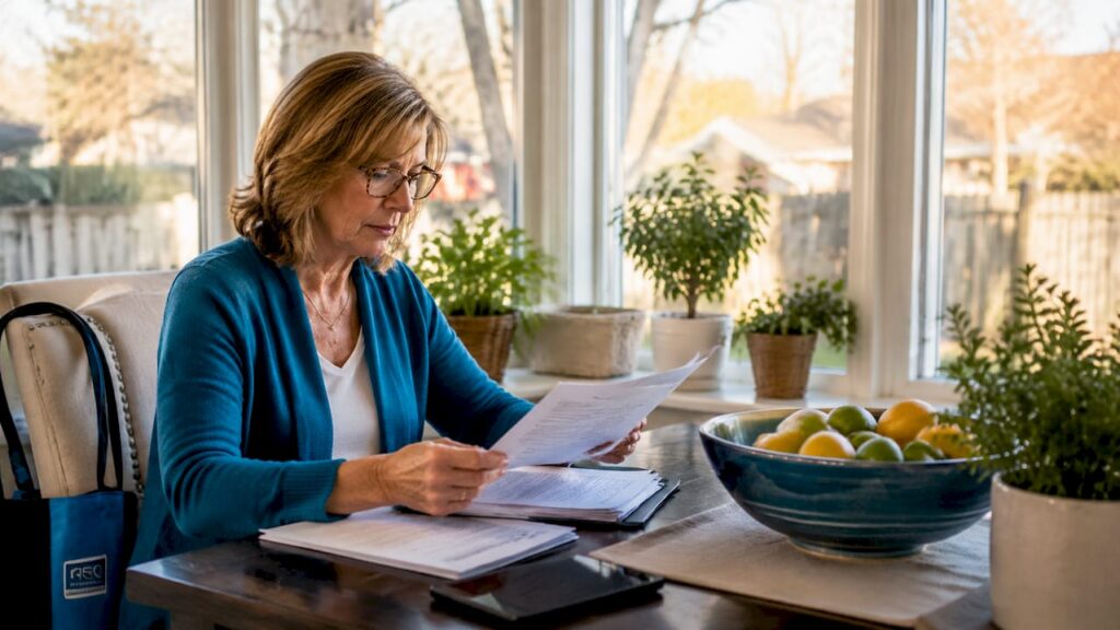 Homeowner reviewing foundation repair permit documents