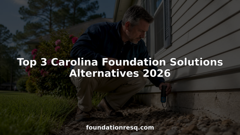 Man inspecting house foundation cracks outdoors