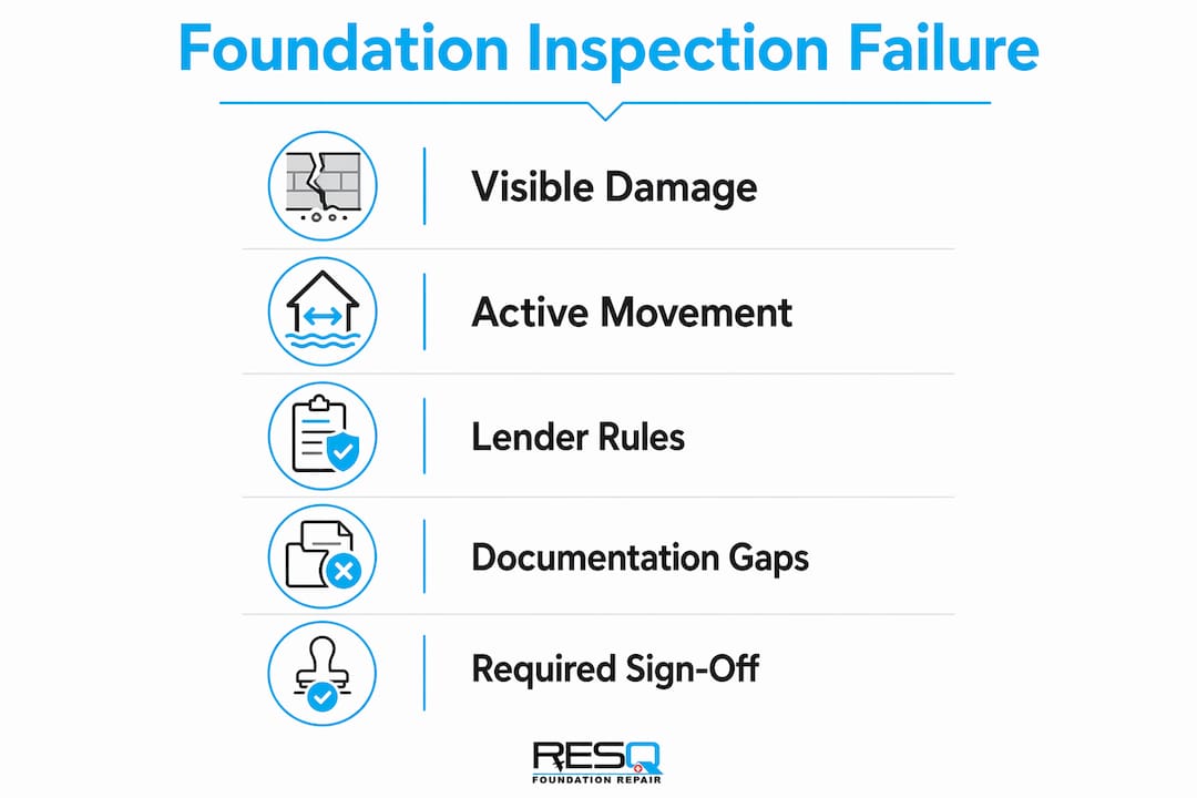 Infographic illustrating causes of foundation inspection failures
