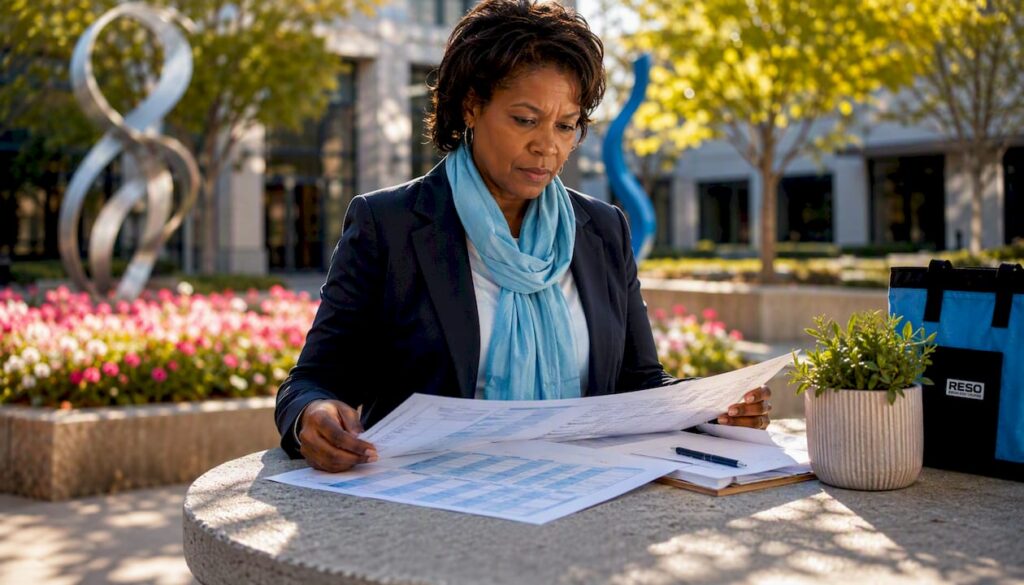 Property manager reviewing repair cost spreadsheet