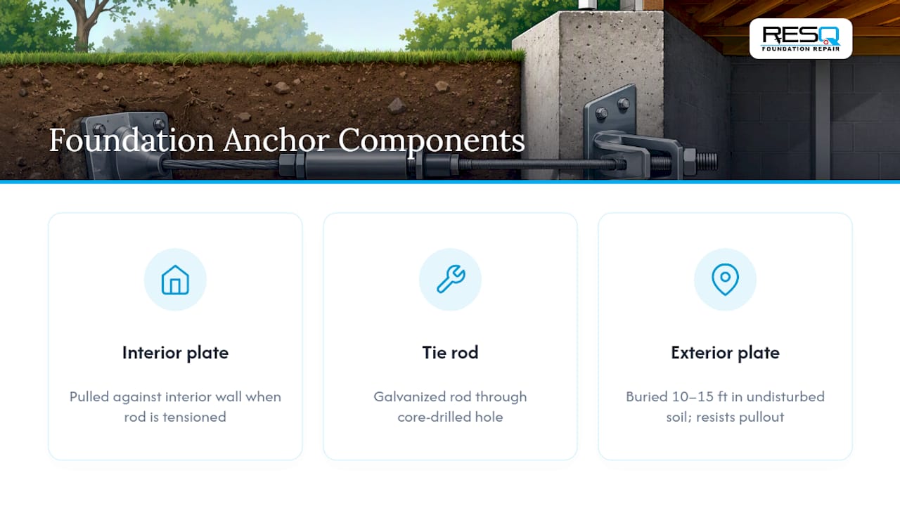 Diagram of wall anchor components and load transfer