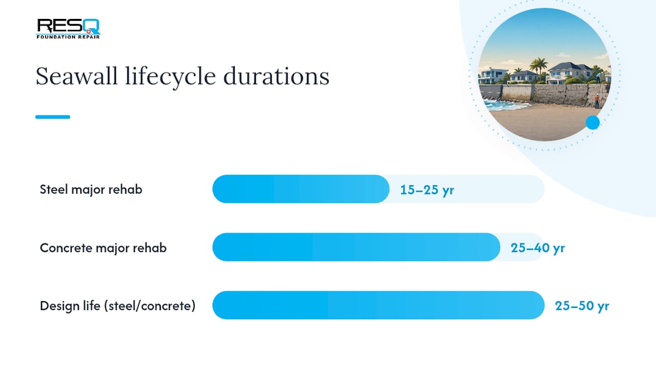 What do seawalls cost, and how long do they last? — overview diagram