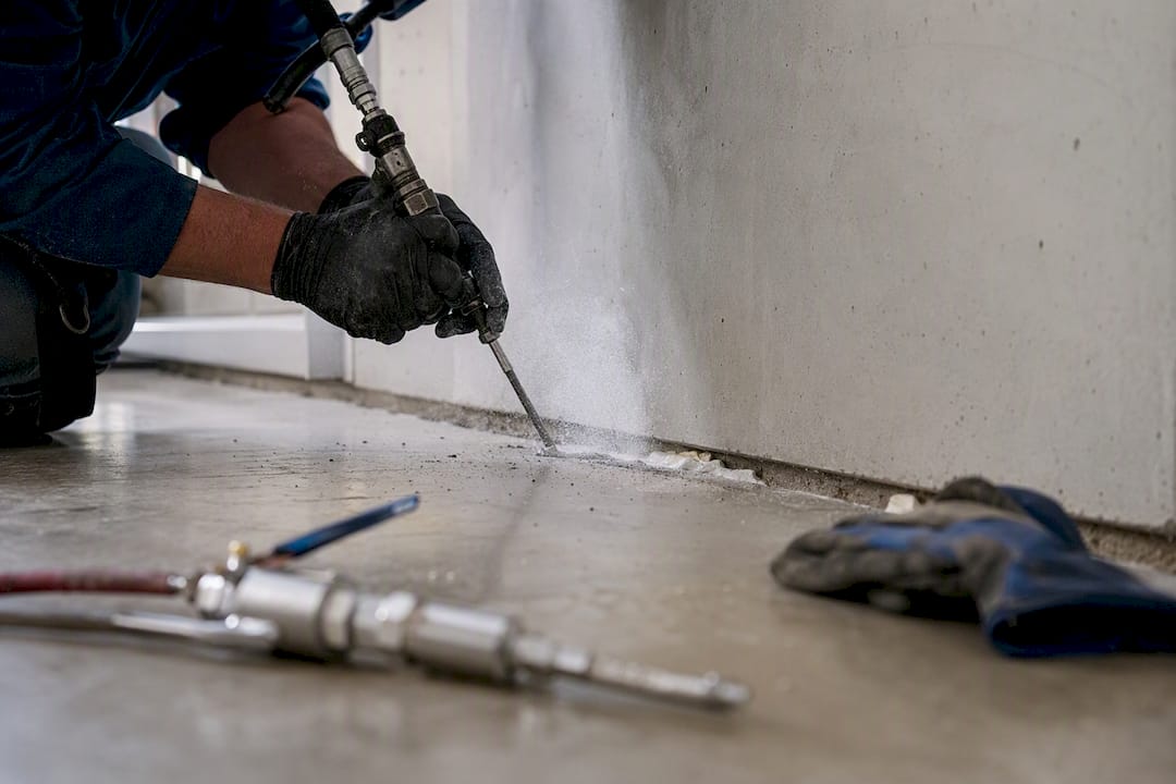 Polyurethane foam injection lifting garage floor
