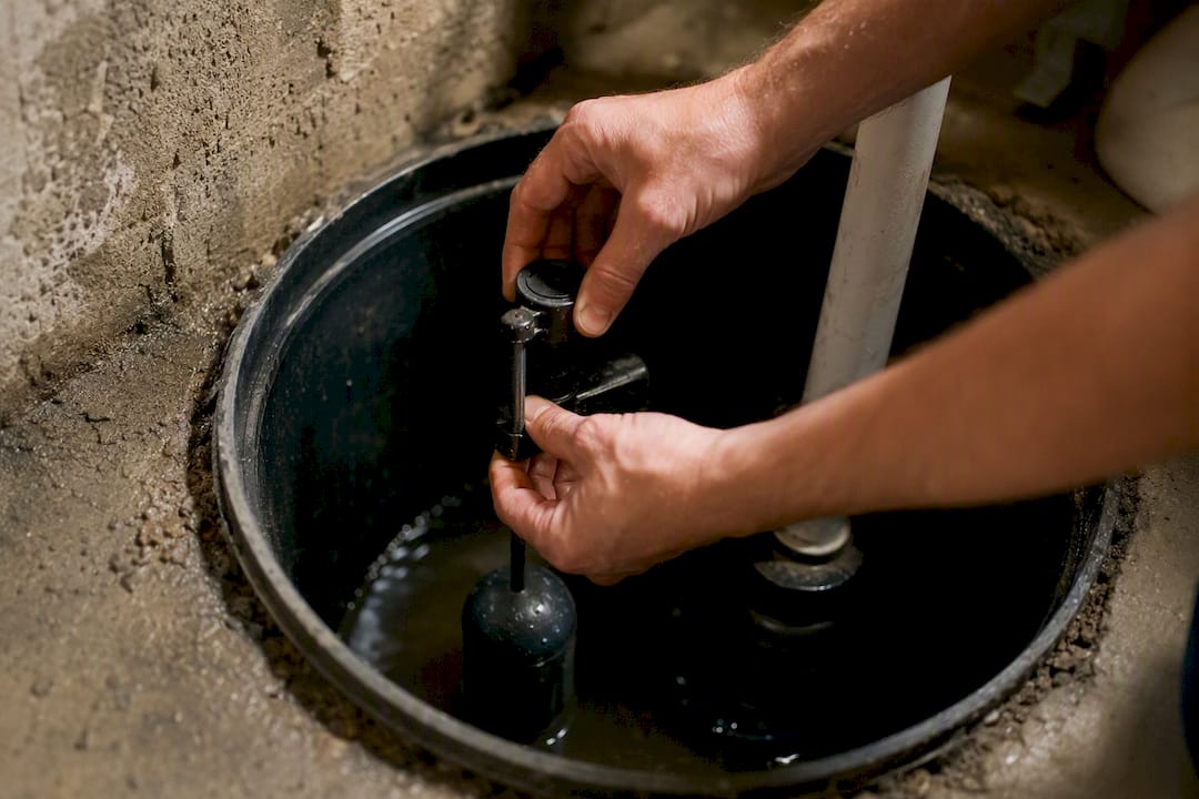 Hands lifting sump pump float switch