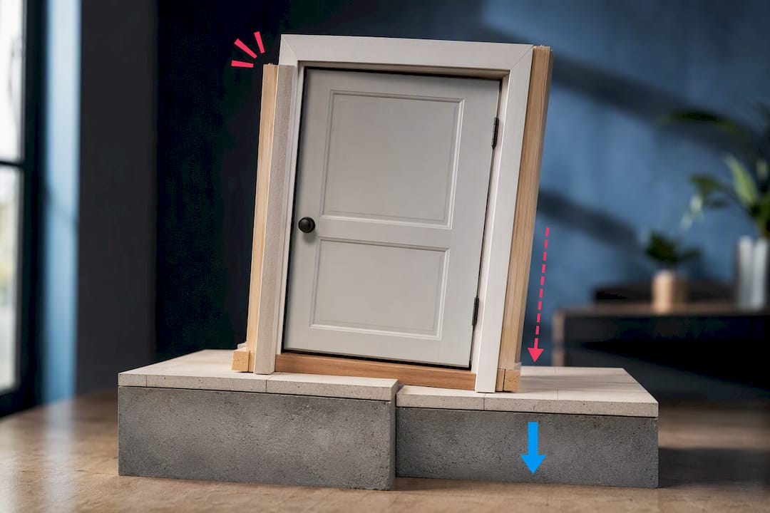 Illustration of a skewed door frame