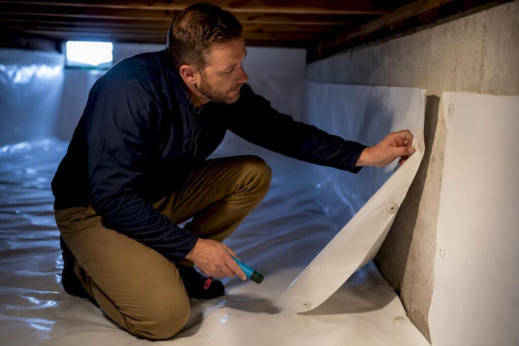 Detached crawl space vapor barrier fastener