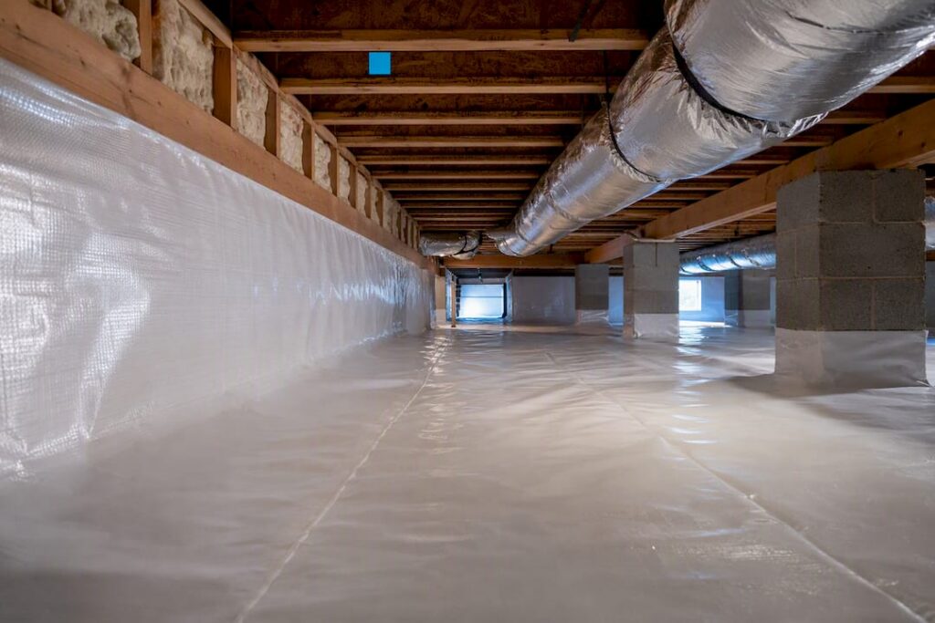 Sealed crawlspace with insulated foundation walls
