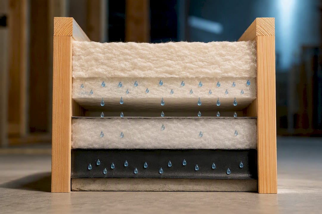 Illustrated insulation layers controlling moisture