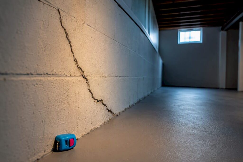 Foundation crack during home inspection