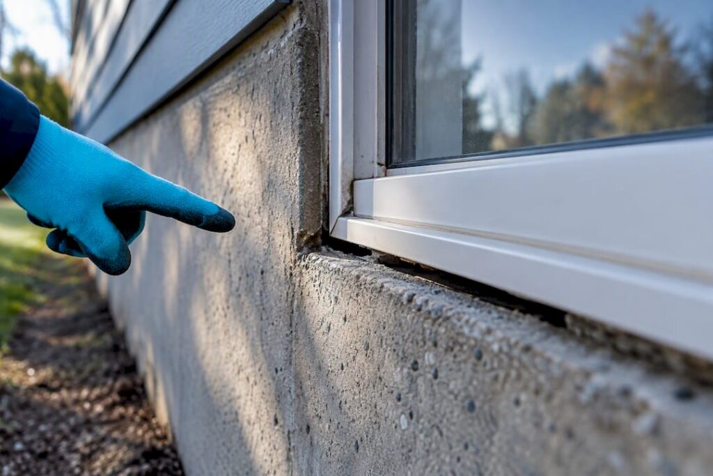 Open gap between window and foundation