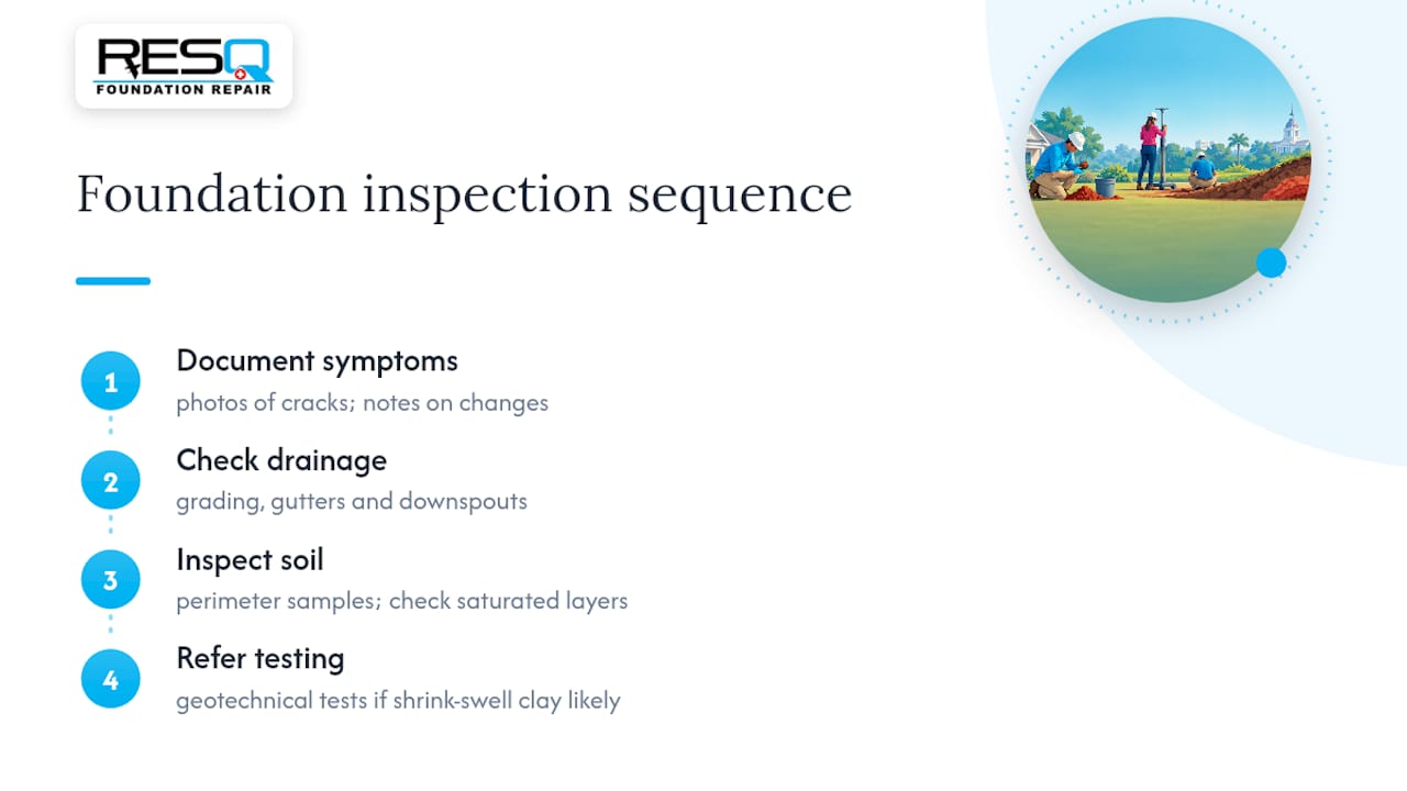 Foundation inspection diagnostic sequence
